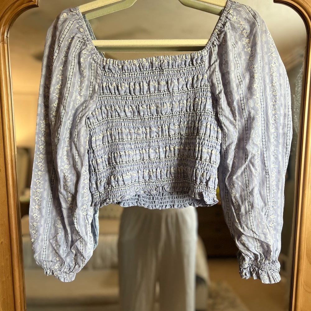 Aerie Light Blue Smocked Top - Picture 5 of 6
